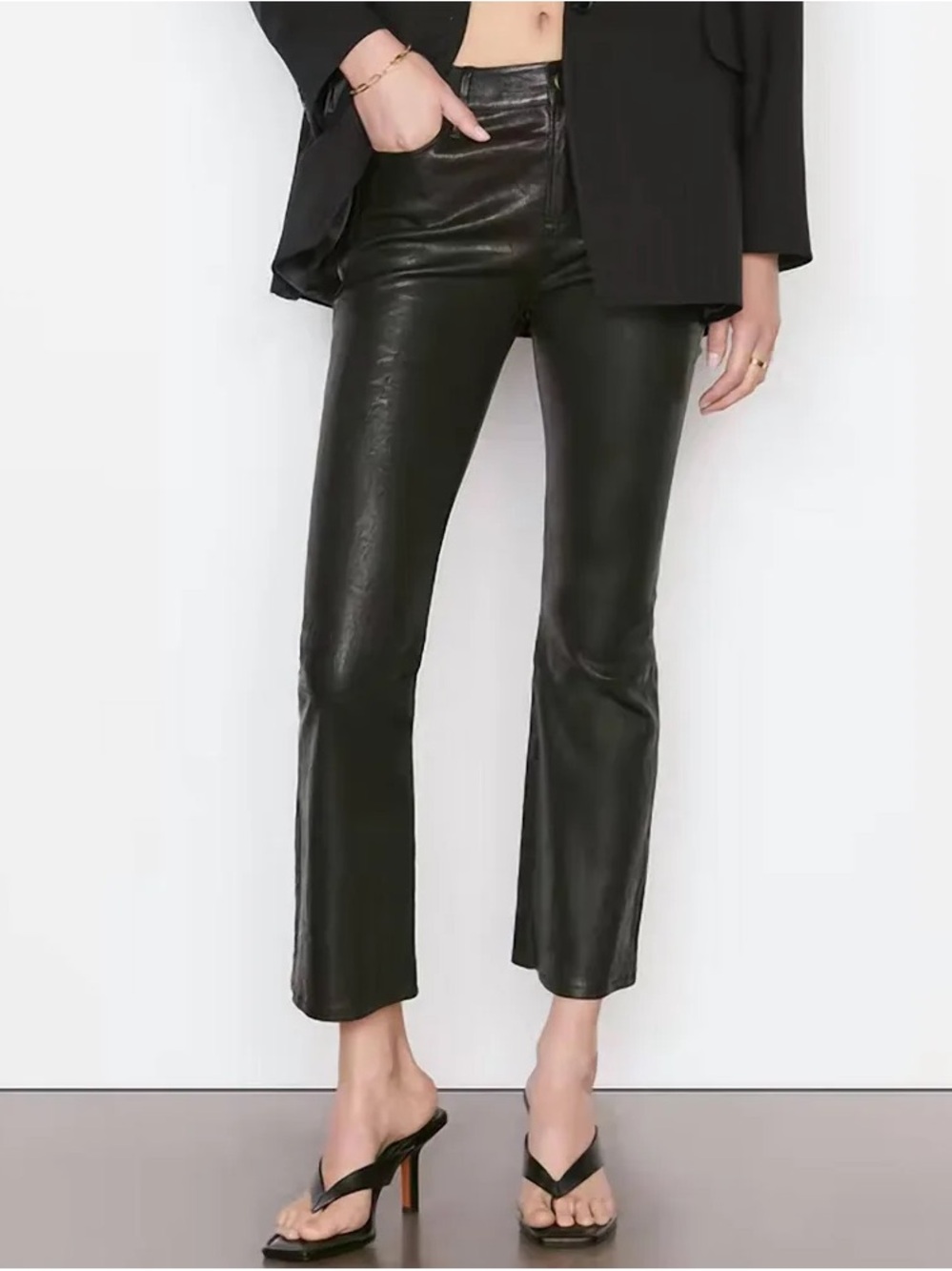 Frame Le‎ Crop Mini Boot Leather Pants Sz 25